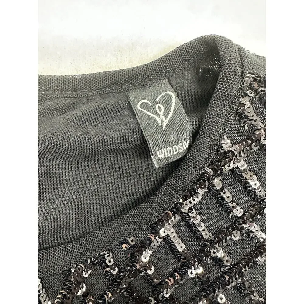 Windsor Black Sequin Mini Dress Formal Semi Formal Size Small Stunning Long Sl - Picture 5 of 10